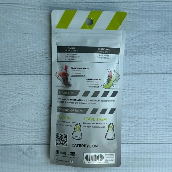 Caterpy Air Gunmetal Gray No Tie Shoelaces 70cm/27.5in - Picture 2 of 2